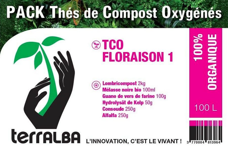 Image étiquette pack thé de compost oxygéné floraison