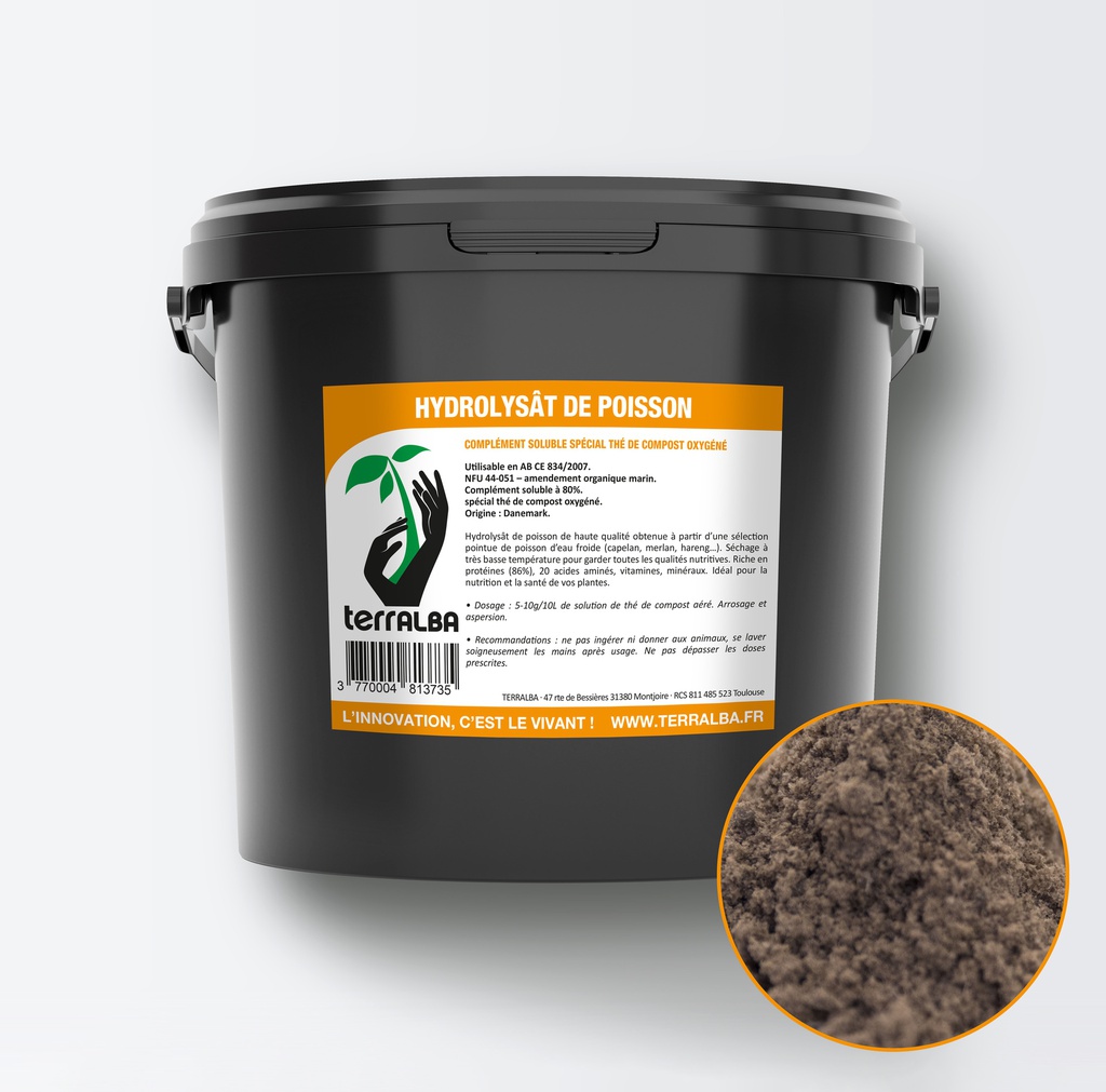 HYDROLYSAT DE POISSON : 90% protéines NPK 13-0,6-0